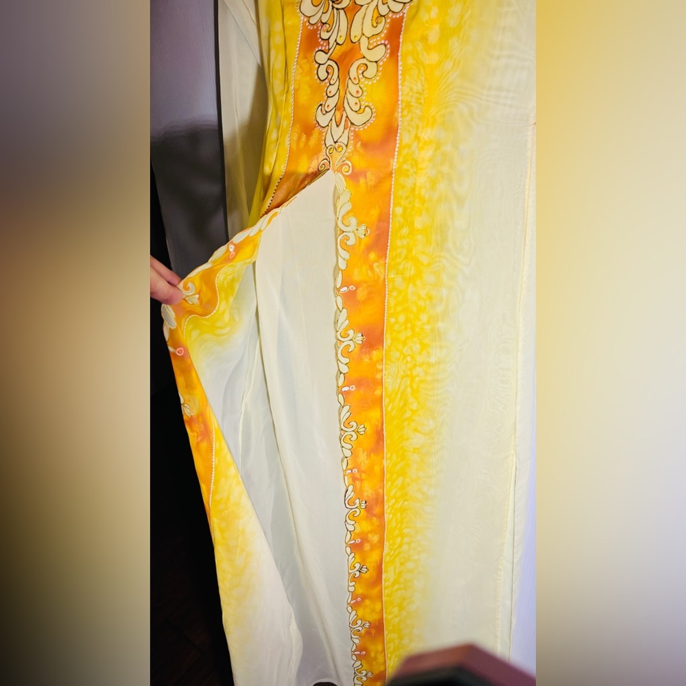 Handmade one of kind Yellow and Gold Long Dress size small - Picture 4 of 8